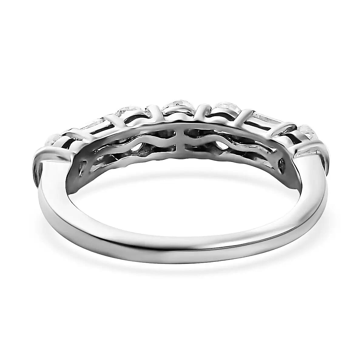 Moissanite Mixed Shapes Band Ring in Platinum Over Sterling Silver (Size 9.0) 1.00 ctw image number 5