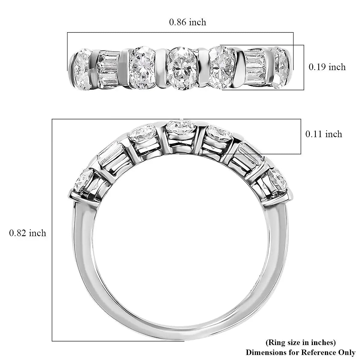 Moissanite Mixed Shapes Band Ring in Platinum Over Sterling Silver (Size 9.0) 1.00 ctw image number 6