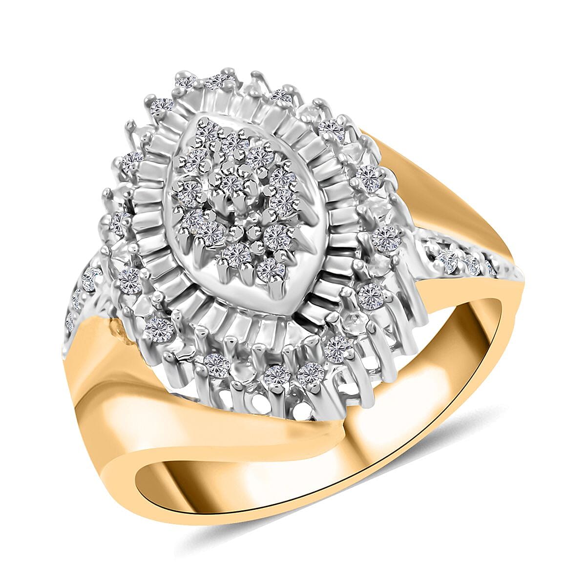 Diamond Ring in 14K YG and Platinum Over Sterling Silver 0.25 ctw