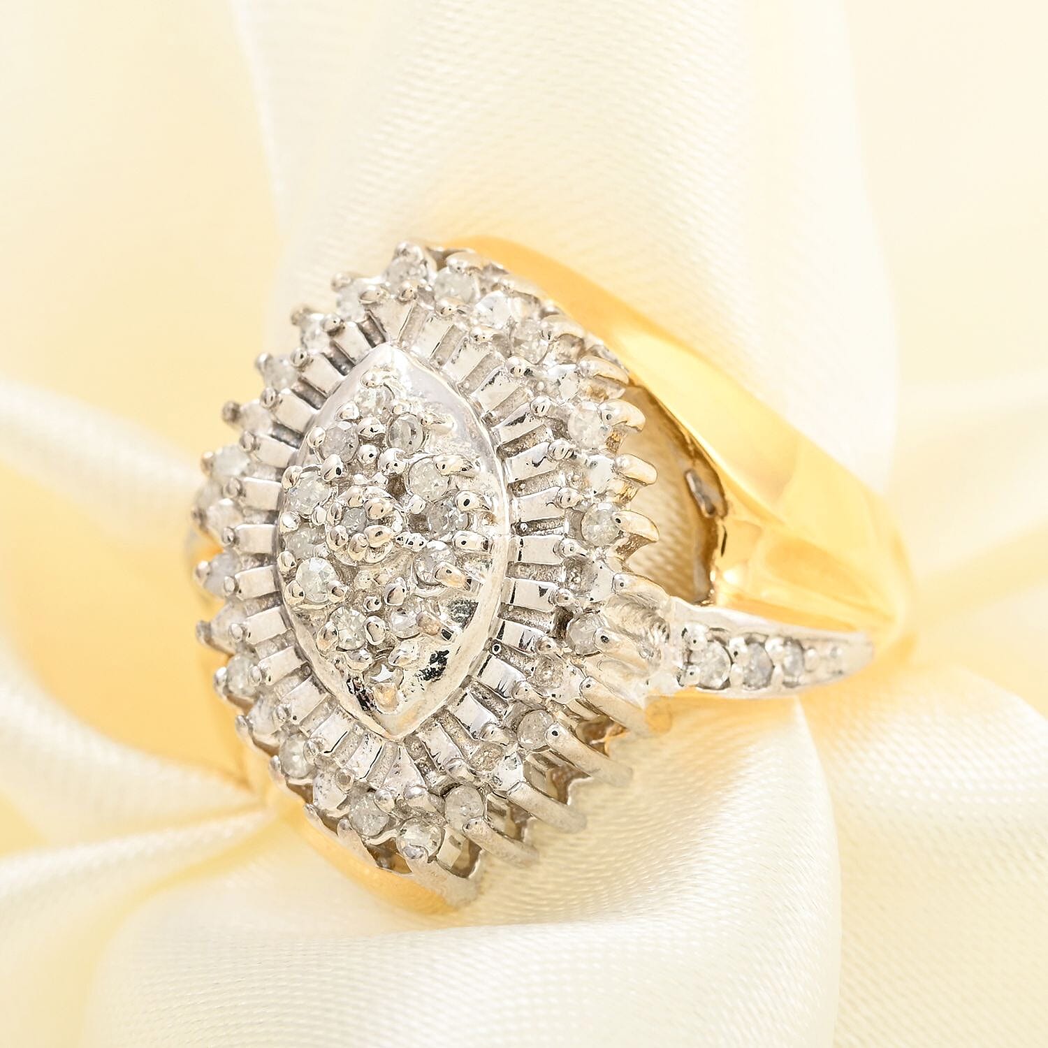 Diamond Ring in 14K YG and Platinum Over Sterling Silver 0.25 ctw