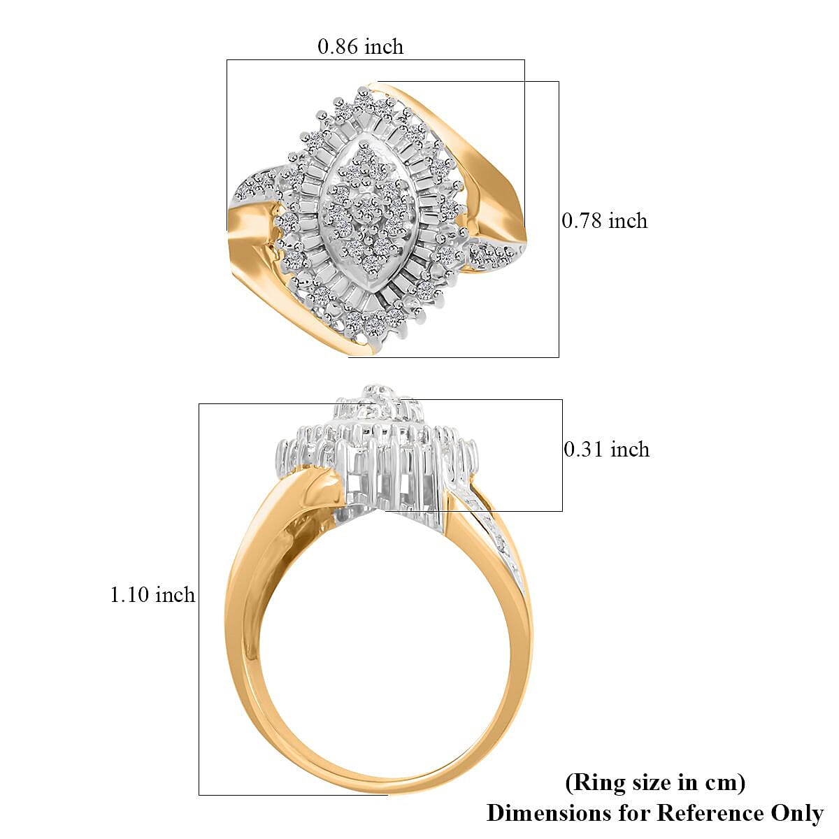Diamond Ring in 14K YG and Platinum Over Sterling Silver 0.25 ctw