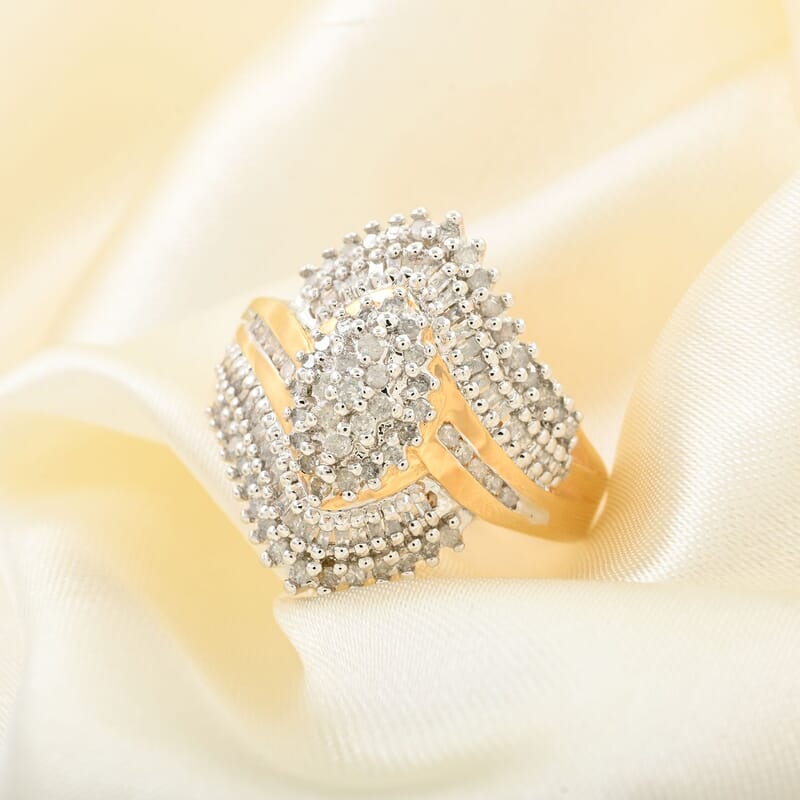 Diamond Ring in 14K YG and Platinum Over Sterling Silver 0.75 ctw