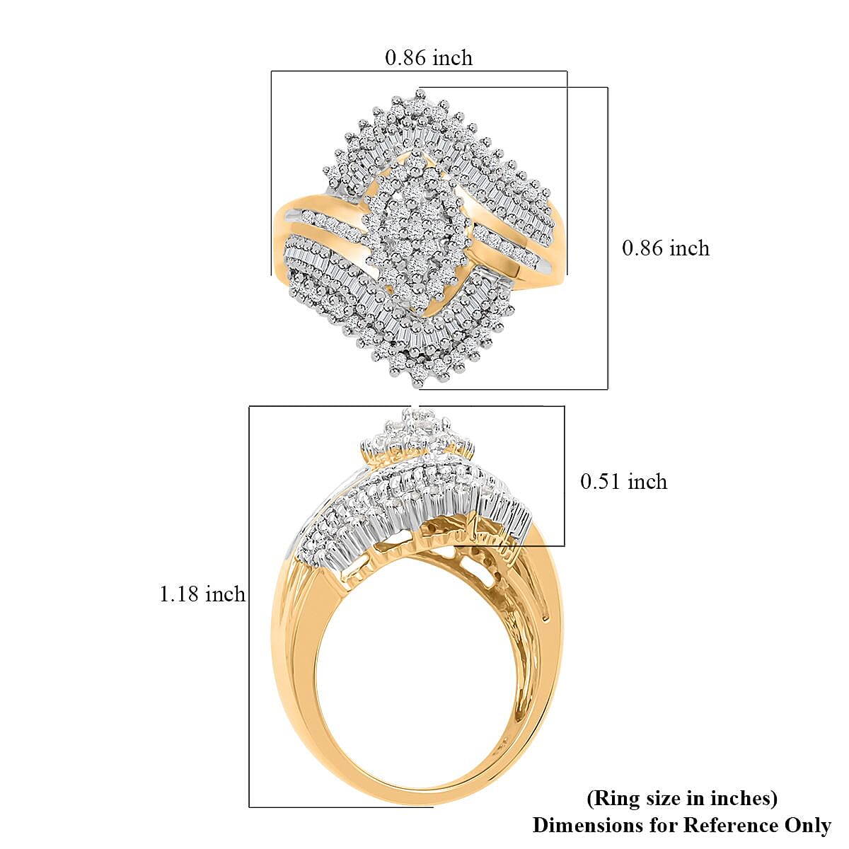 Diamond Ring in 14K YG and Platinum Over Sterling Silver 0.75 ctw