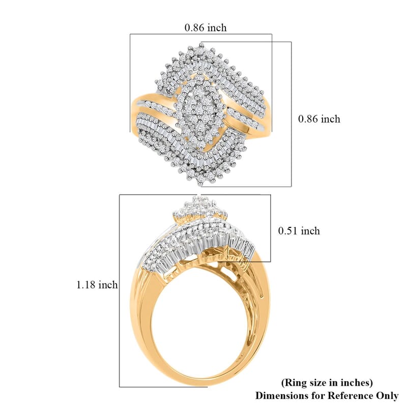 Diamond Ring in 14K YG and Platinum Over Sterling Silver 0.75 ctw