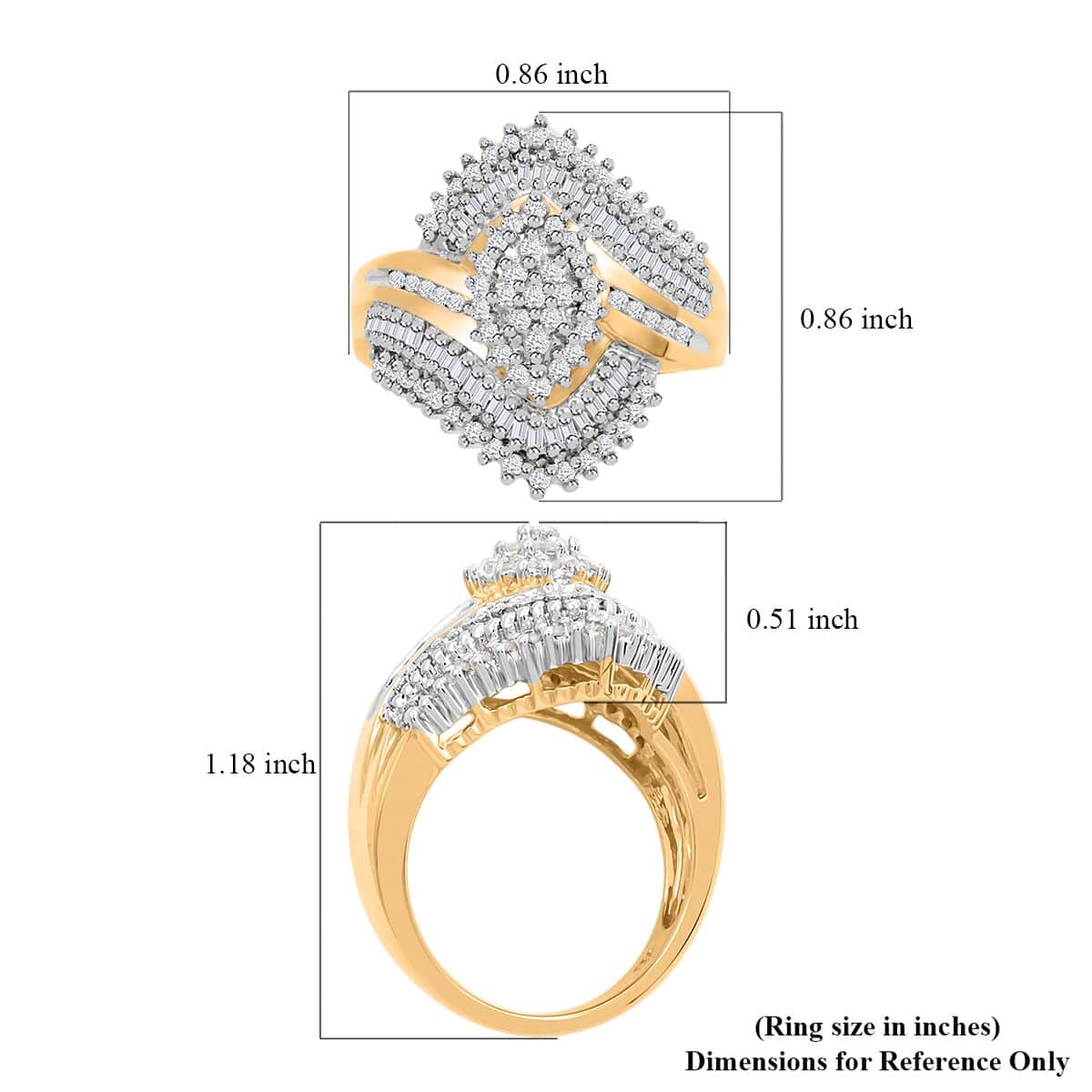 Diamond Ring in 14K YG and Platinum Over Sterling Silver (Size 7.0) 0.75 ctw image number 4