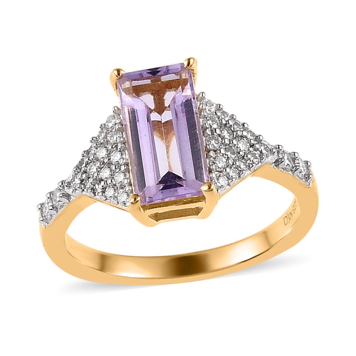 Rose De France Amethyst and Moissanite Ring in Vermeil Yellow Gold Over Sterling Silver 1.50 ctw image number 0