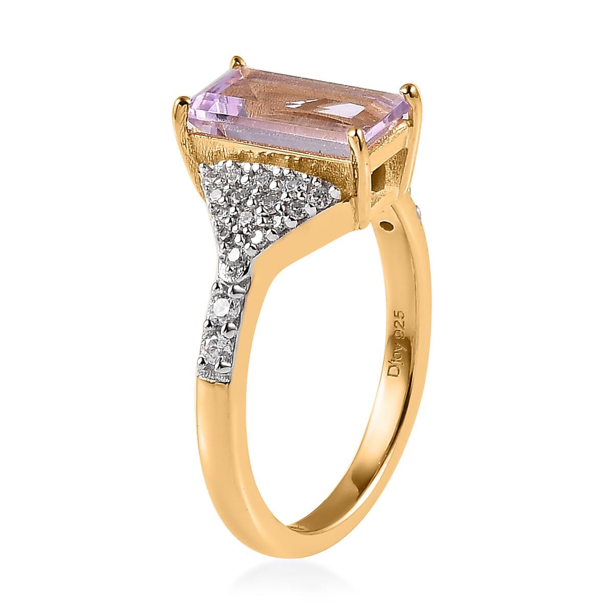 Rose De France Amethyst and Moissanite Ring in Vermeil Yellow Gold Over Sterling Silver 1.50 ctw image number 3