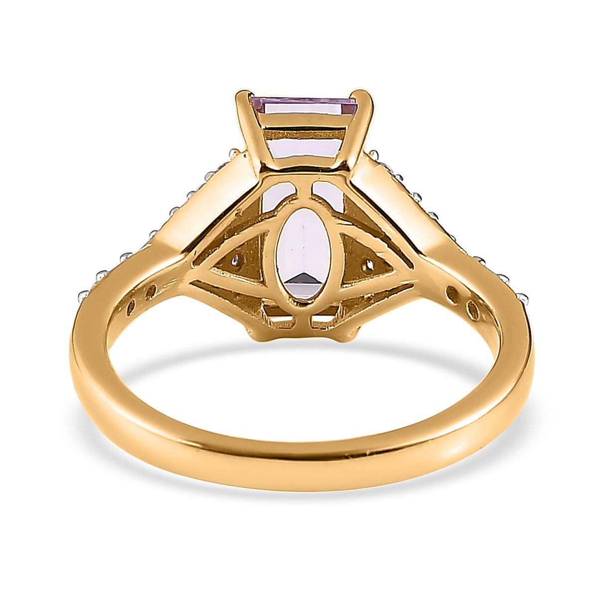 Rose De France Amethyst and Moissanite Ring in Vermeil Yellow Gold Over Sterling Silver (Size 6.0) 1.50 ctw