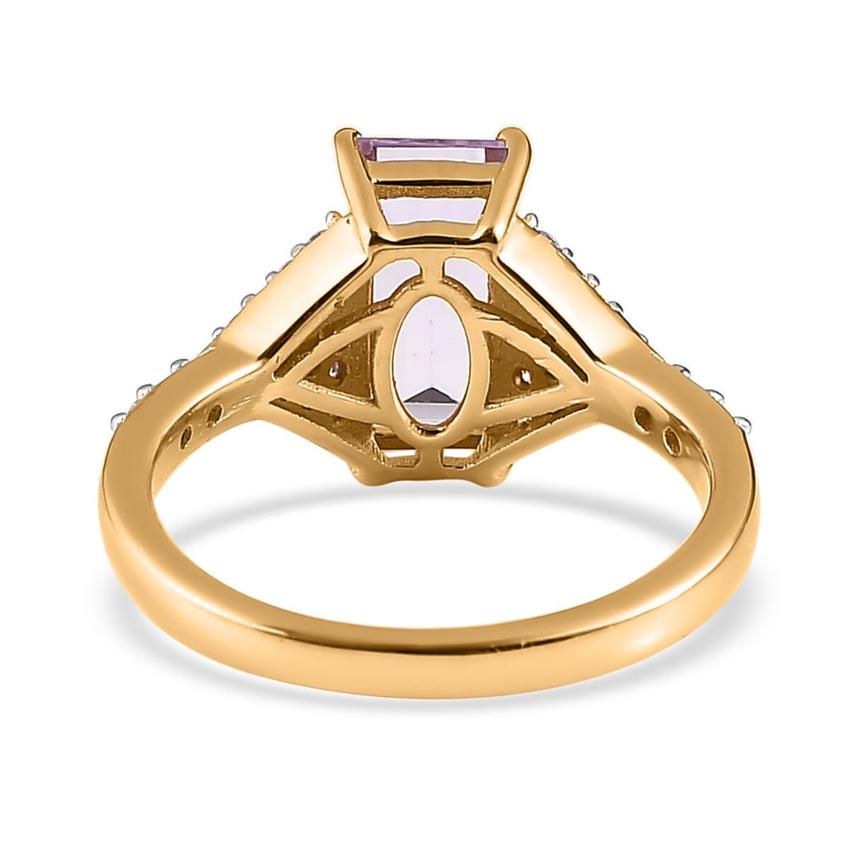 Rose De France Amethyst and Moissanite Ring in Vermeil Yellow Gold Over Sterling Silver 1.50 ctw image number 4