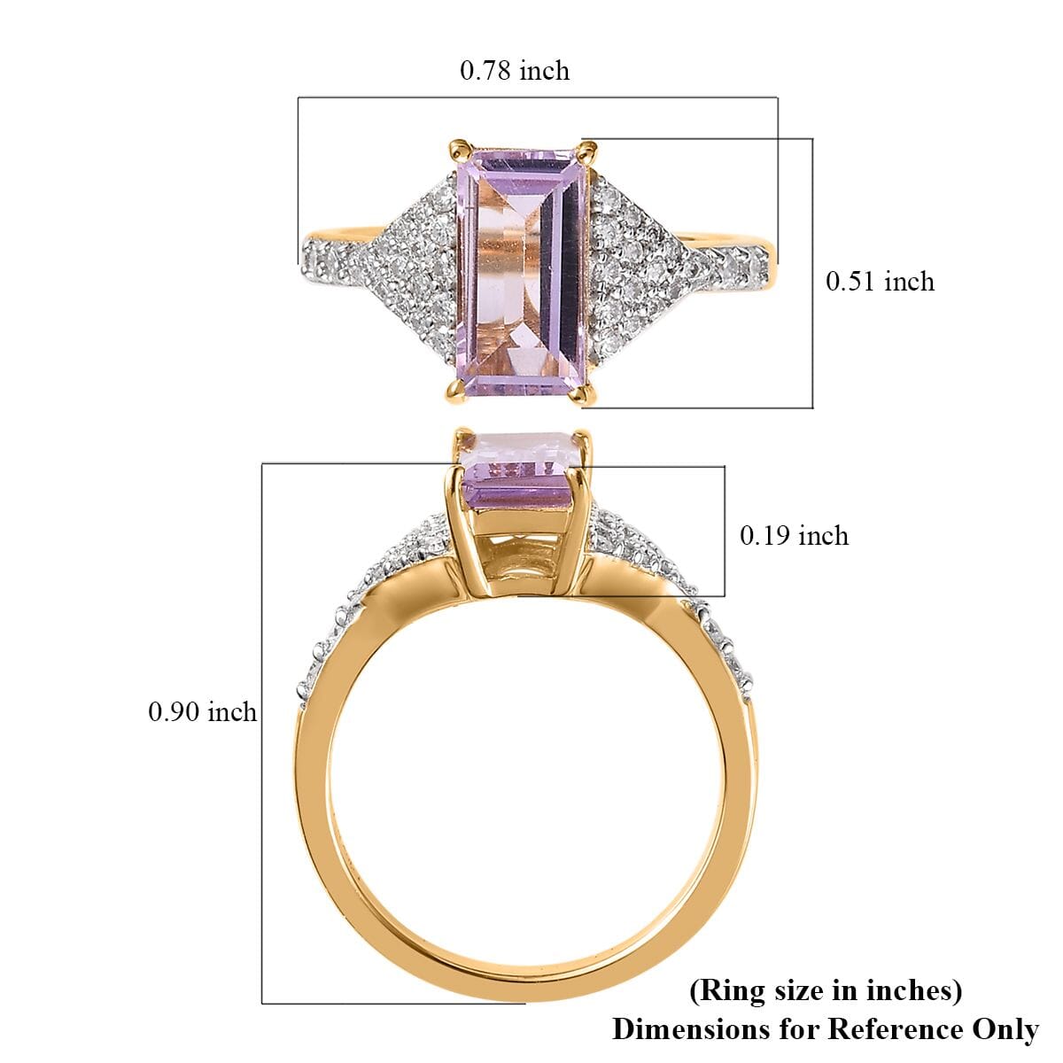 Rose De France Amethyst and Moissanite Ring in Vermeil Yellow Gold Over Sterling Silver 1.50 ctw image number 5