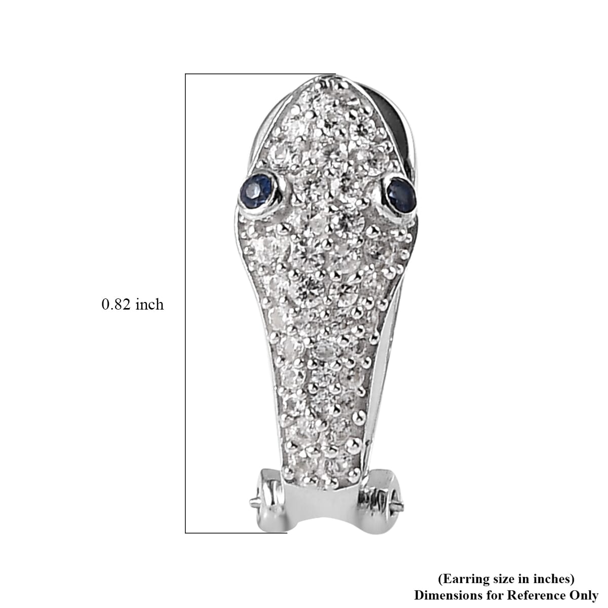 Ceylon Blue Sapphire and White Zircon Earrings in Platinum Over Sterling Silver 1.00 ctw image number 4