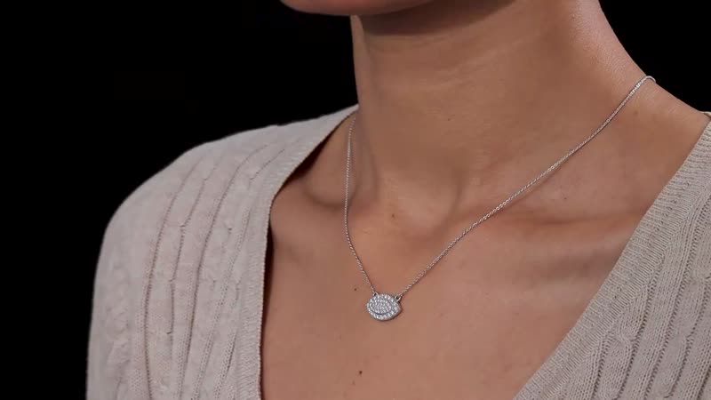 Moissanite Evil Eye Protector Necklace 18 Inches in Platinum Over Sterling Silver 0.40 ctw