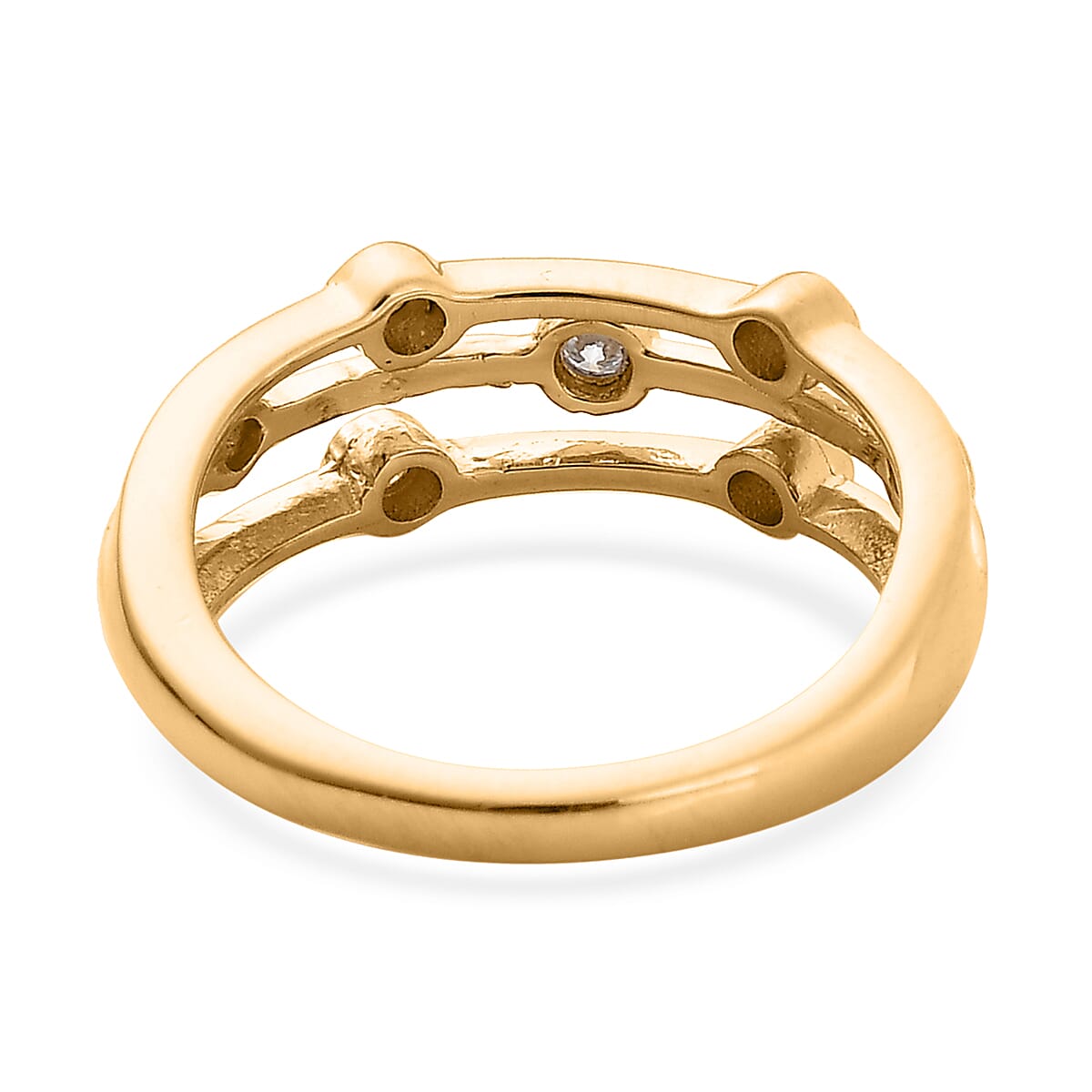 Moissanite Three-Row Bezel Band Ring in Vermeil Yellow Gold Over Sterling Silver (Size 6.0) 0.10 ctw