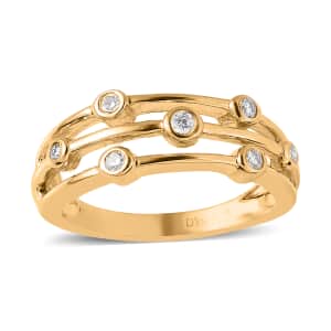 Moissanite Three-Row Bezel Band Ring in Vermeil Yellow Gold Over Sterling Silver (Size 9.0) 0.10 ctw