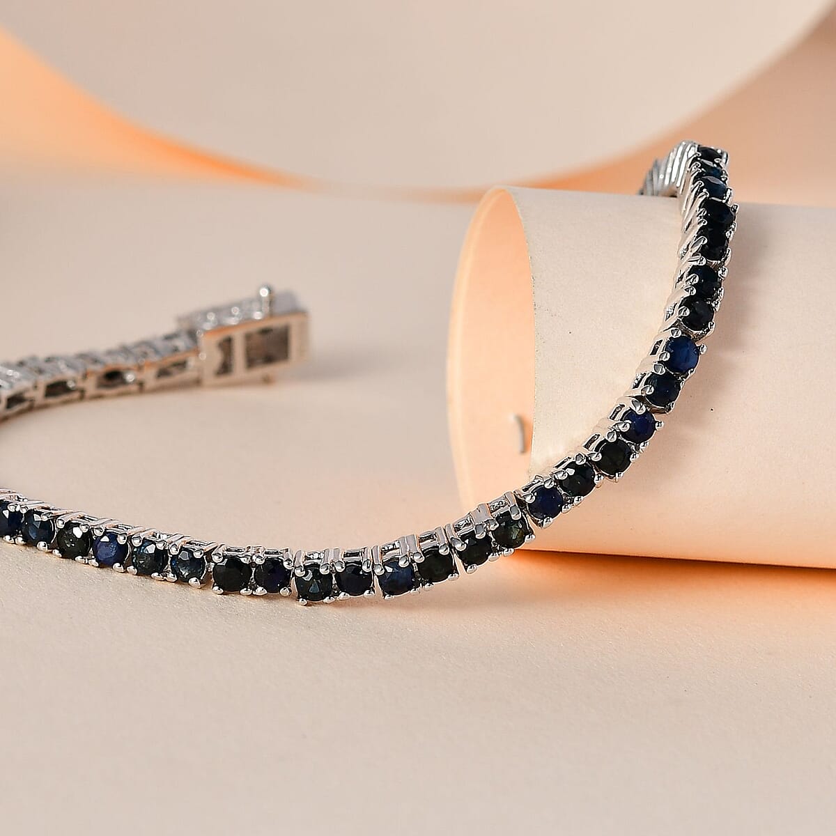 Karis Blue Sapphire Tennis Bracelet in Platinum Bond (6.50 In) 5.35 ctw image number 1