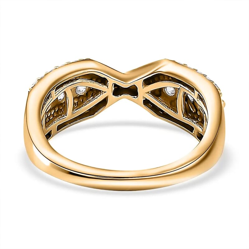 Moissanite Wishbone Ring in Vermeil YG Over Sterling Silver (Size 6.0) 0.75 ctw
