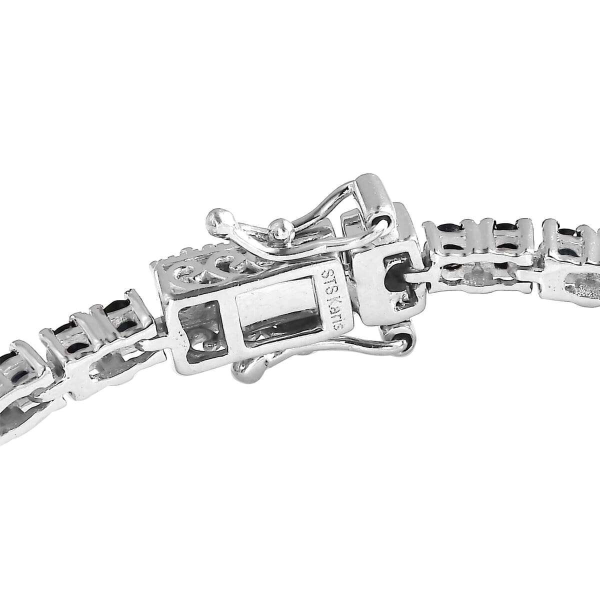 Karis Blue Sapphire Tennis Bracelet in Platinum Bond (8.00 In) 6.40 ctw image number 3