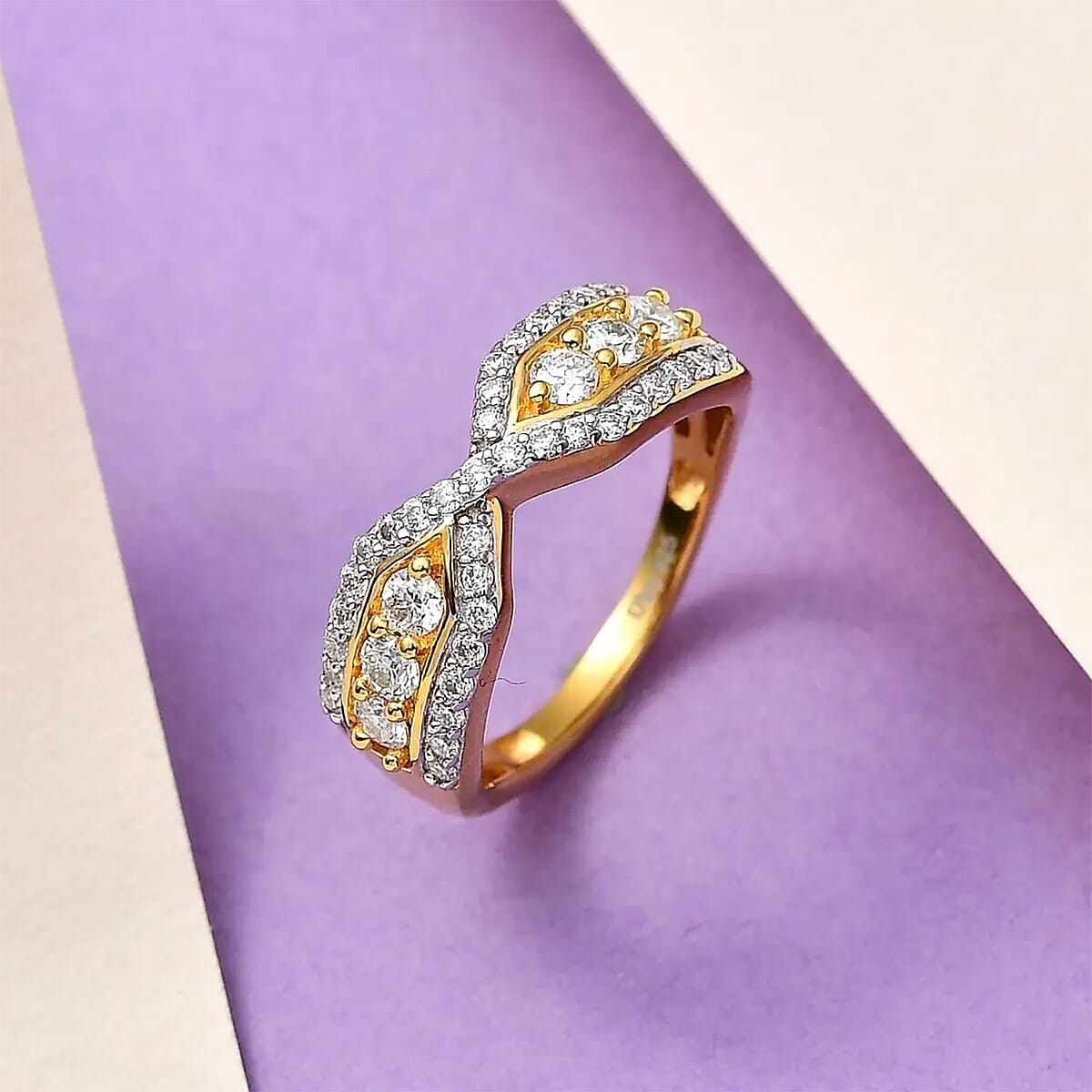 Moissanite Ring in Platinum Over Sterling Silver (Size 7.0) 0.50 ctw image number 1