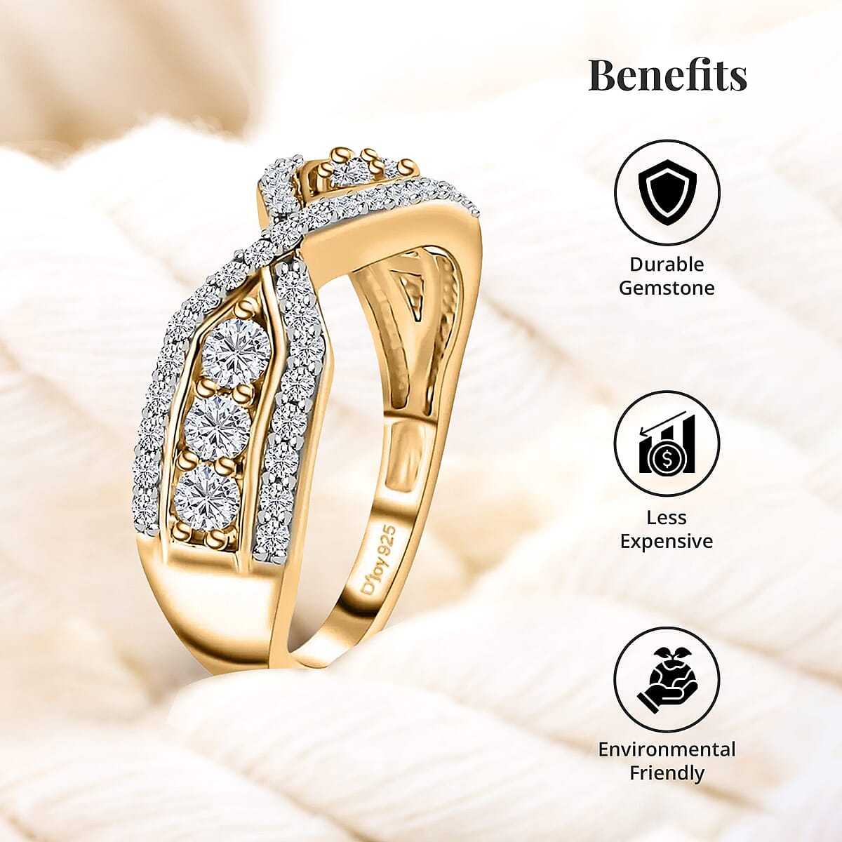 Moissanite Ring in Platinum Over Sterling Silver (Size 7.0) 0.50 ctw image number 3