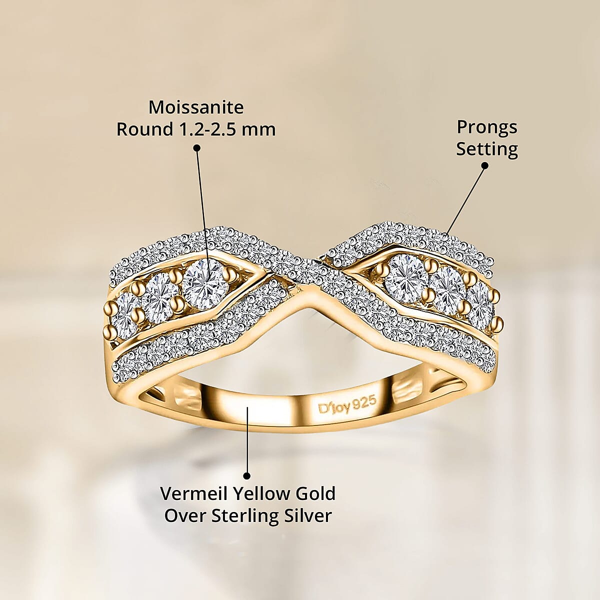 Moissanite Ring in Platinum Over Sterling Silver (Size 7.0) 0.50 ctw image number 5