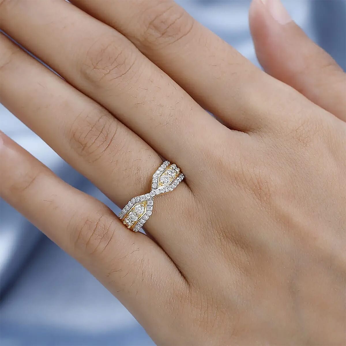 Moissanite Ring in Platinum Over Sterling Silver (Size 7.0) 0.50 ctw image number 8