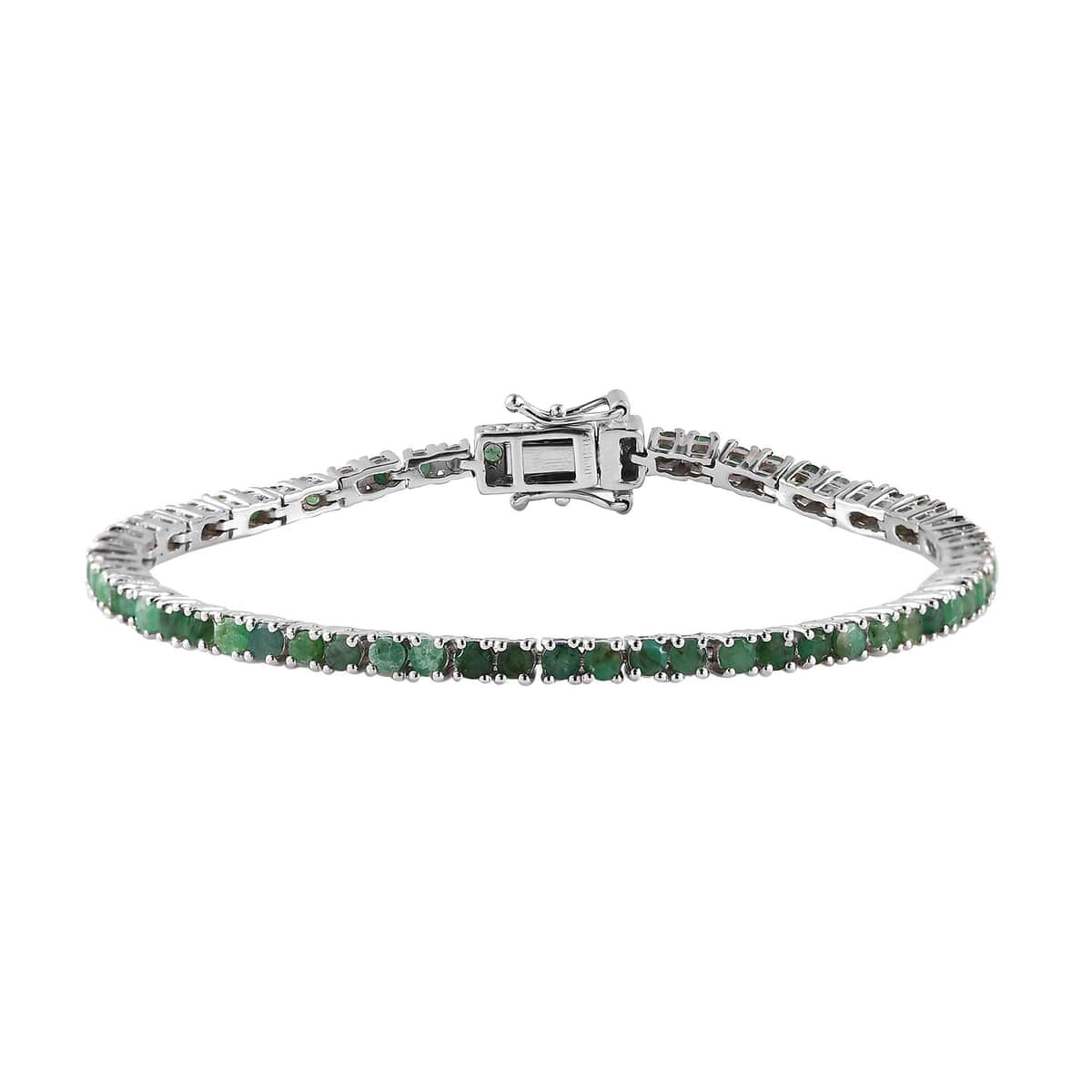 Karis Emerald Tennis Bracelet in Platinum Bond (7.25 In) 4.30 ctw image number 0