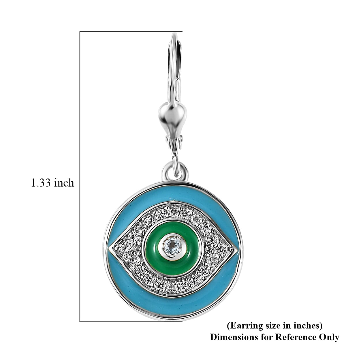 Swiss Blue Topaz and White Zircon Lever Back Earrings in Platinum Over Sterling Silver 0.65 ctw image number 4