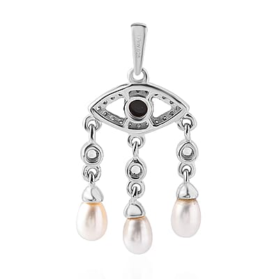 Boulder Opal Triplet and Multi Gemstone Evil Eye Protector Pendant in Platinum Over Sterling Silver 0.65 ctw