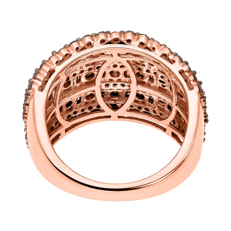 Natural Champagne Diamond 2.01 ctw Ring in 18K Vermeil Rose Gold Over Sterling Silver (Size 6.5)