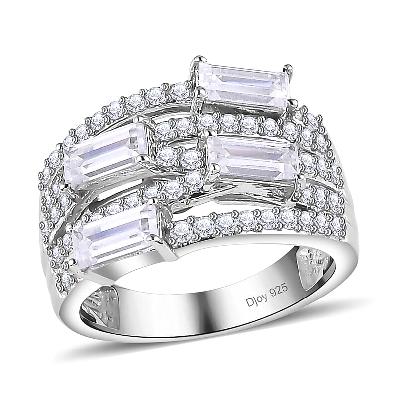 Moissanite Layered Band Ring in Platinum Over Sterling Silver (Size 6.0) 1.75 ctw
