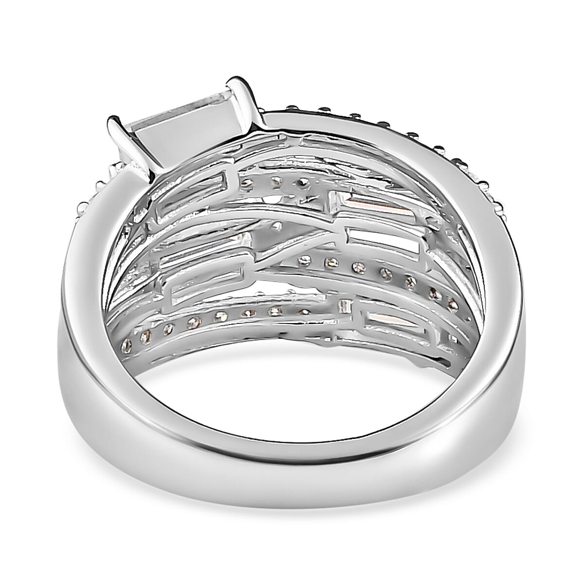 Moissanite Layered Band Ring in Platinum Over Sterling Silver (Size 6.0) 1.75 ctw