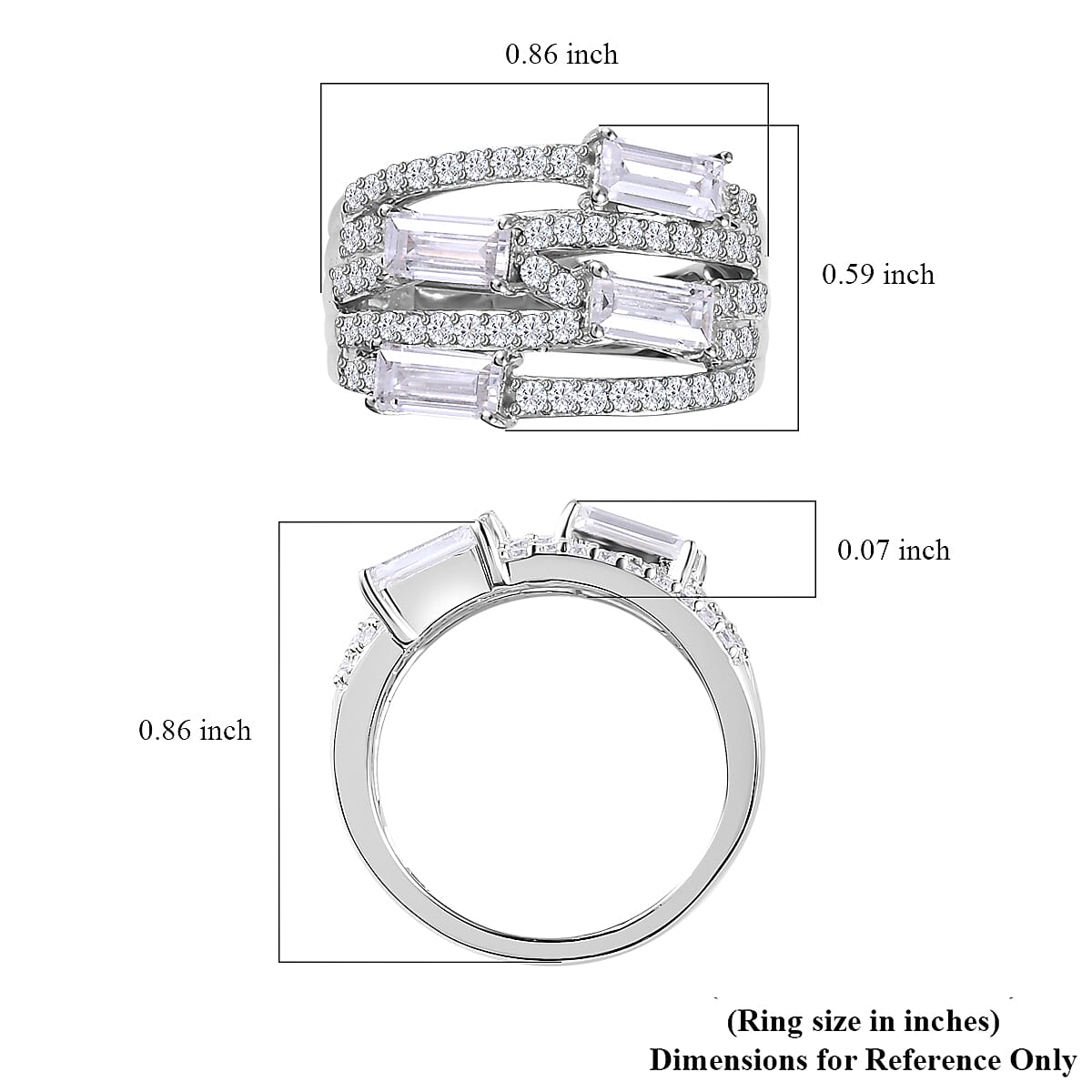 Moissanite Layered Band Ring in Platinum Over Sterling Silver (Size 6.0) 1.75 ctw