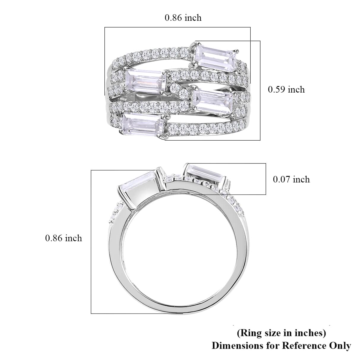 Moissanite Ring in Platinum Over Sterling Silver 1.75 ctw image number 5