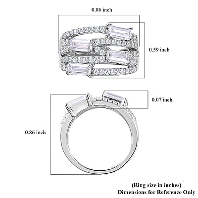 Moissanite Layered Band Ring in Platinum Over Sterling Silver (Size 6.0) 1.75 ctw