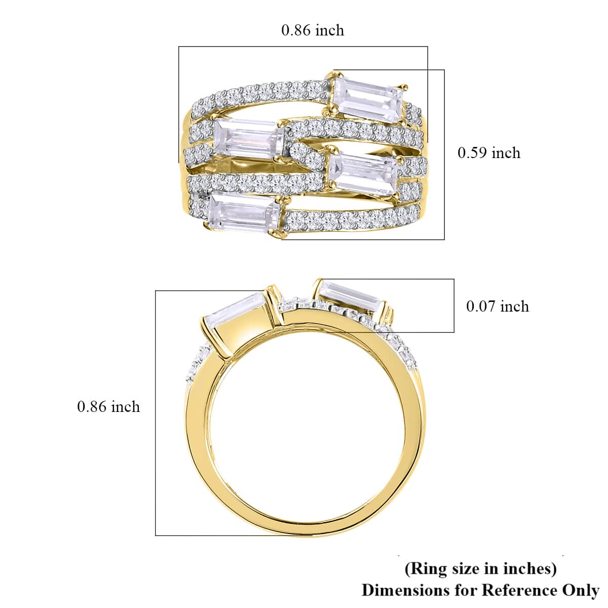 Moissanite Layered Band Ring in Vermeil Yellow Gold Over Sterling Silver (Size 7.0) 1.75 ctw image number 5