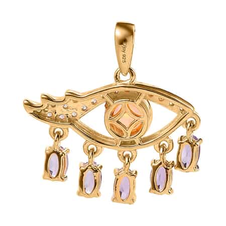 Buy Ethiopian Welo Opal and Multi Gemstone Evil Eye Protector Pendant in  Vermeil Yellow Gold Over Sterling Silver 1.75 ctw at