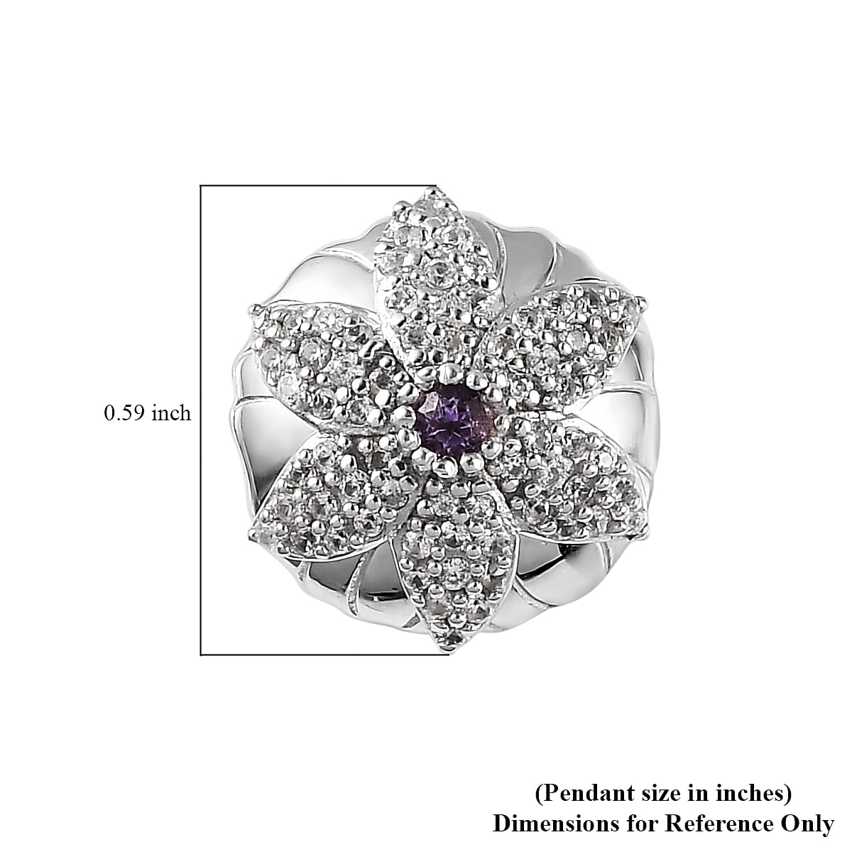 Rose De France Amethyst and White Zircon Pendant in Platinum Over Sterling Silver 0.50 ctw image number 5