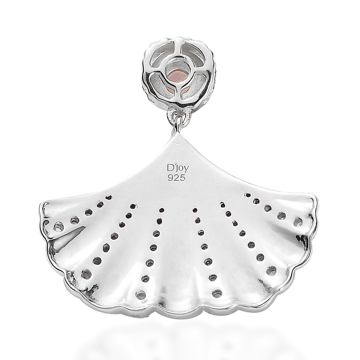 Rose De France Amethyst and White Zircon Shell Pendant in Platinum Over Sterling Silver 0.65 ctw