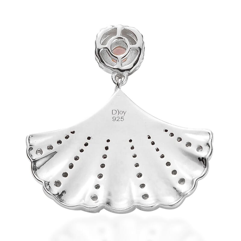 Rose De France Amethyst and White Zircon Shell Pendant in Platinum Over Sterling Silver 0.65 ctw