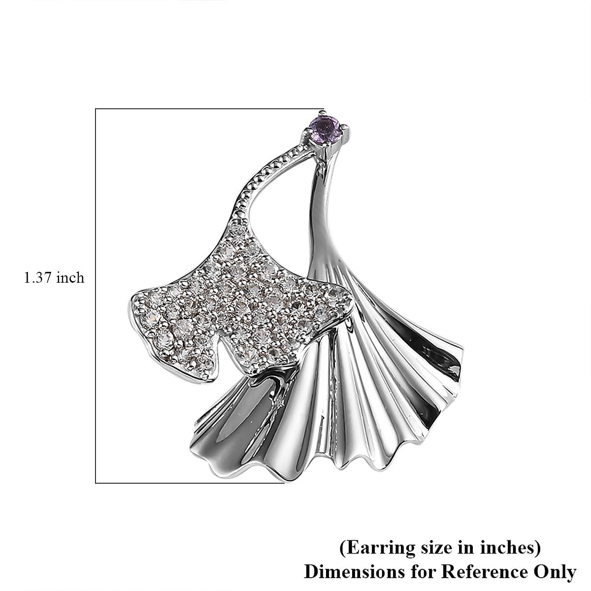 Rose De France Amethyst and White Zircon Floral Earrings in Platinum Over Sterling Silver 3.20 ctw