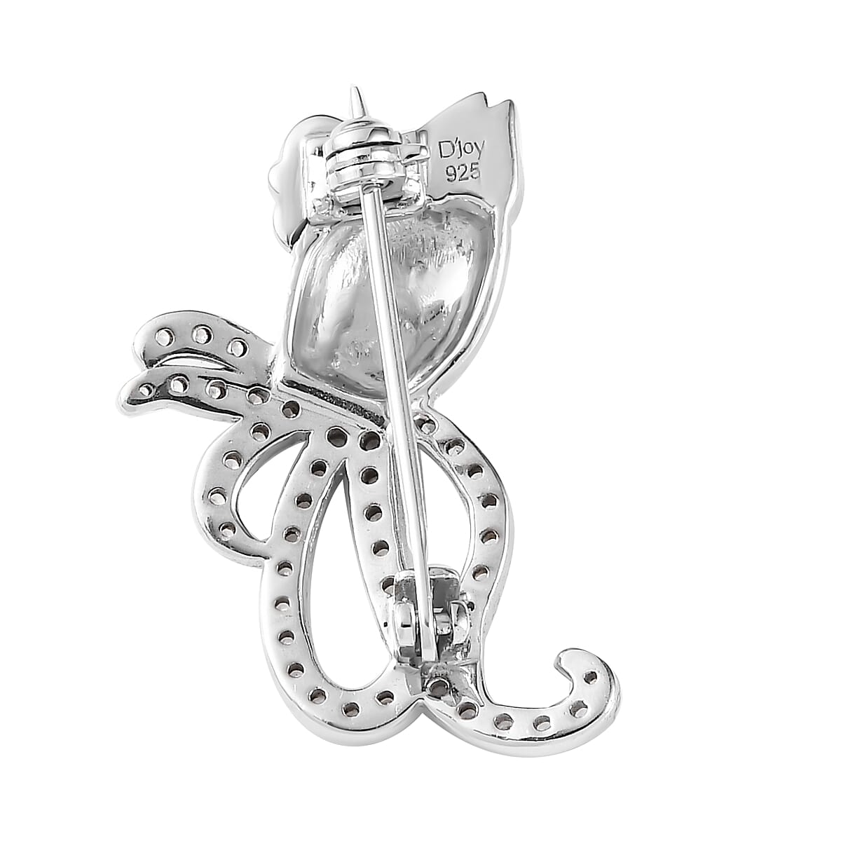 White Zircon and Blue Topaz Brooch in Platinum Over Sterling Silver 0.80 ctw image number 3