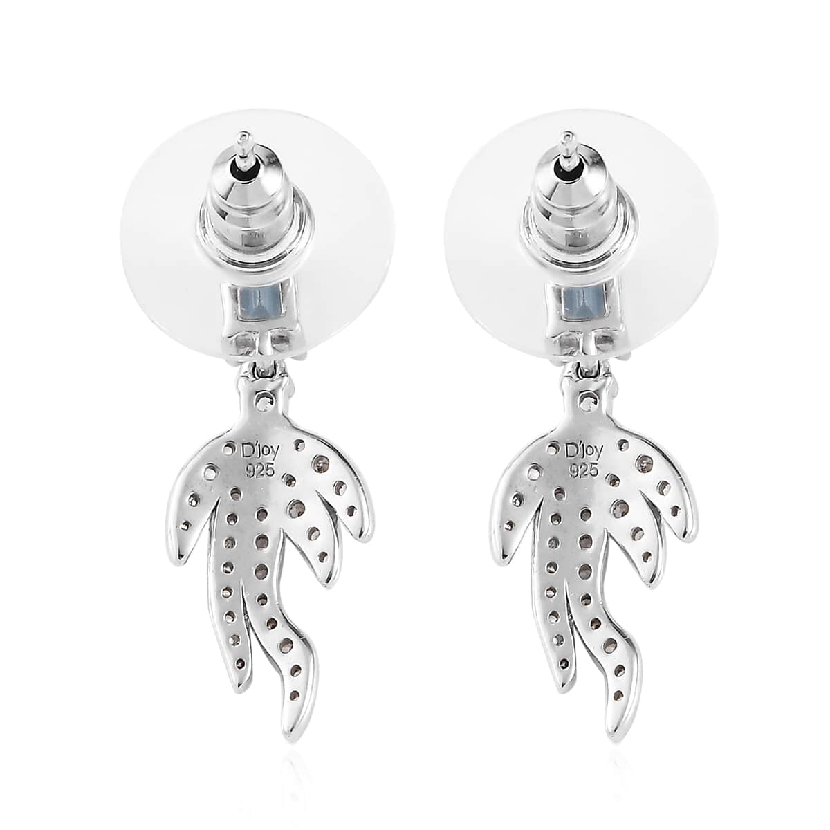 Blue Topaz and White Zircon Fish Tail Earrings in Platinum Over Sterling Silver 1.35 ctw image number 3