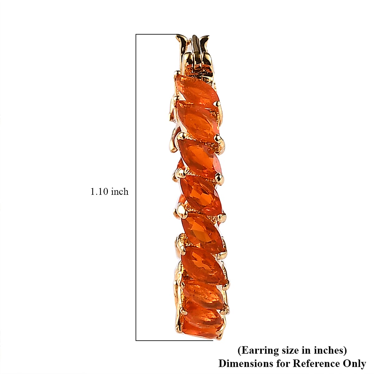 Mexican Fire Opal Hoop Earrings in Vermeil Yellow Gold Over Sterling Silver 3.20 ctw
