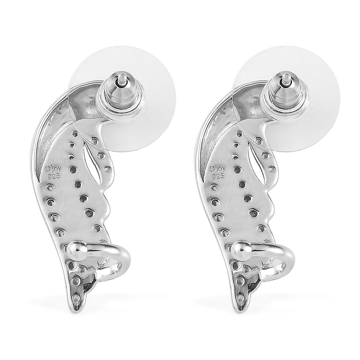Blue Topaz, White Zircon Fish Earrings in Platinum Over Sterling Silver 1.00 ctw image number 5