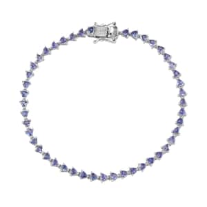 Tanzanite Tennis Bracelet in Platinum Over Sterling Silver (8.00 In) 4.65 ctw