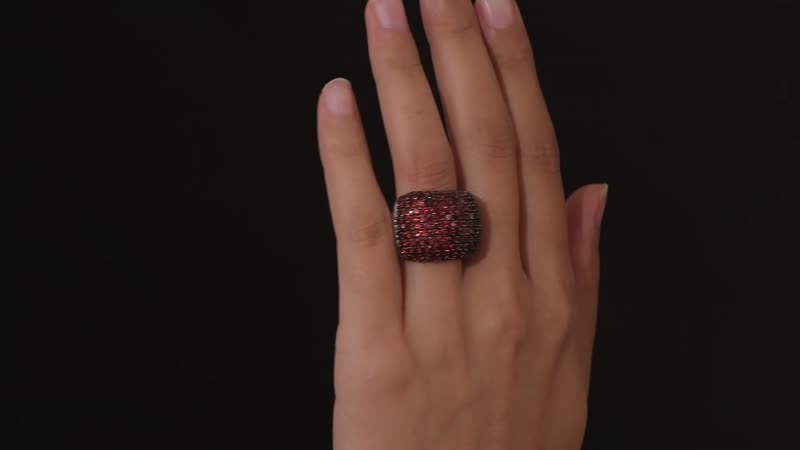 Mozambique Garnet Dome Ring in Platinum Over Sterling Silver 8.35 ctw (Del. in 7-10 Days)
