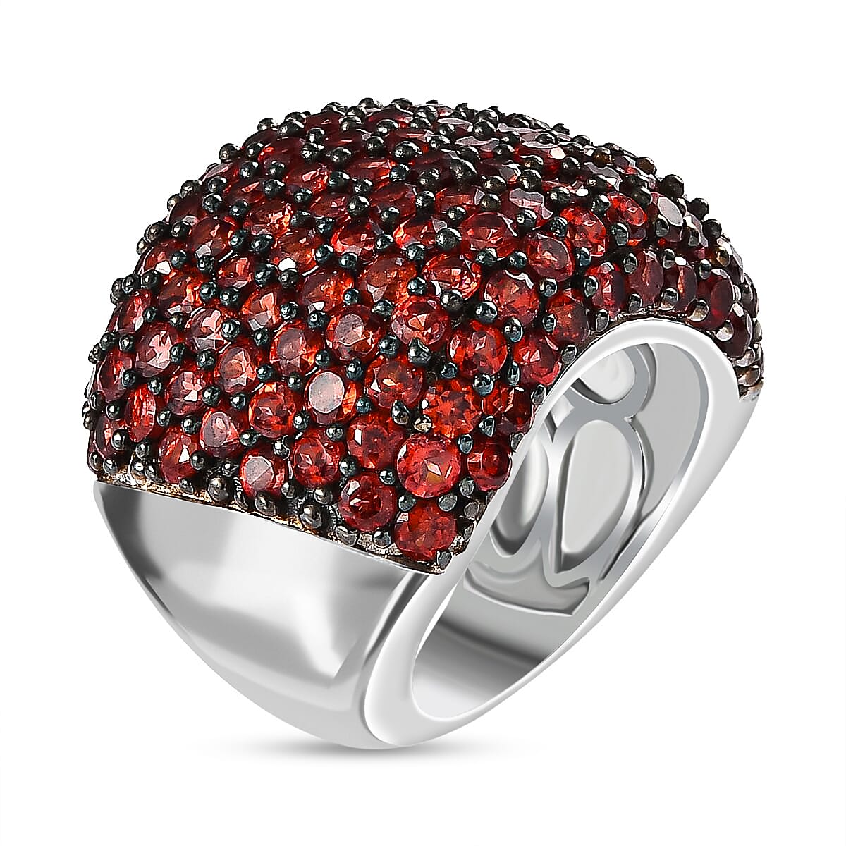  Mozambique Garnet Dome Ring in Platinum Over Sterling Silver (Size 10.0) 8.35 ctw (Del. in 7-10 Days)