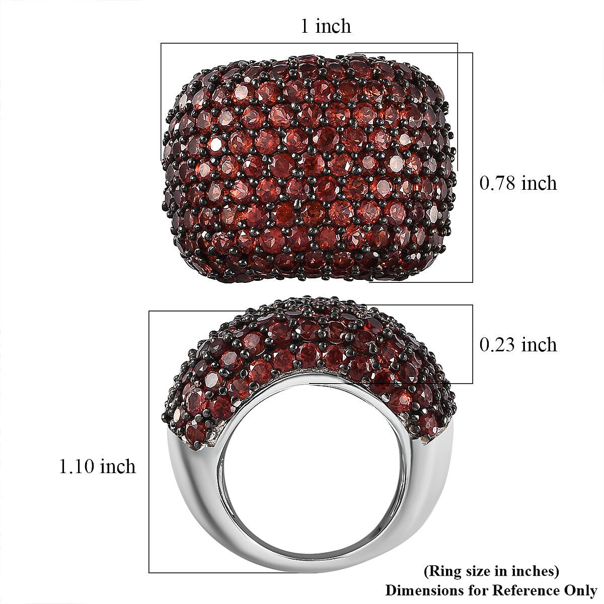  Mozambique Garnet Dome Ring in Platinum Over Sterling Silver (Size 10.0) 8.35 ctw (Del. in 7-10 Days)