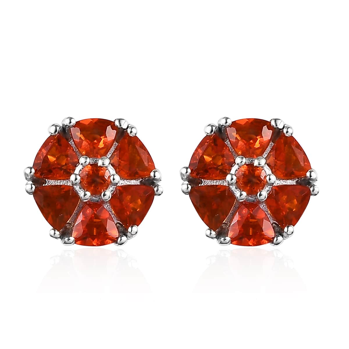 Mexican Fire Opal Stud Earrings in Platinum Over Sterling Silver 0.90 ctw image number 0