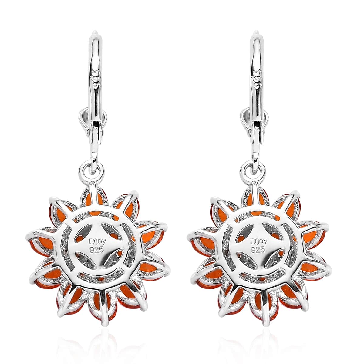 Mexican Fire Opal Lever Back Floral Earrings in Platinum Over Sterling Silver 2.90 ctw image number 4